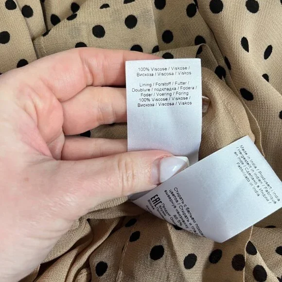 Ganni Brown & Black Polka Dot High Neck Long Sleeve Blouse Size 34 - Picture 8 of 8